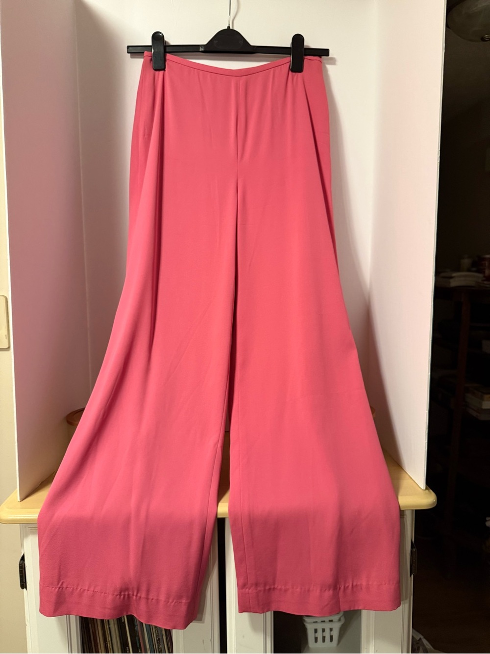 Wide Leg High-Rise Pants in Coral Pink